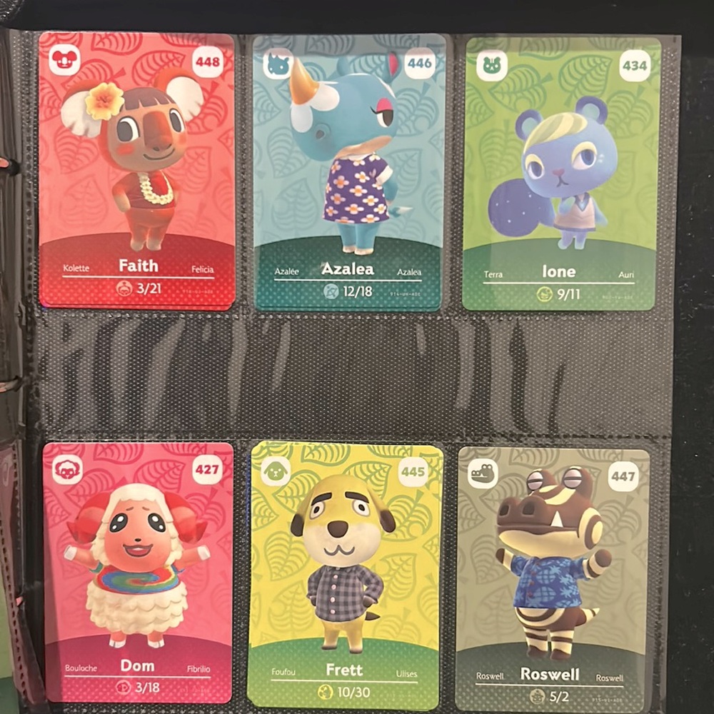 6 Animal Crossing Amiibo Cards